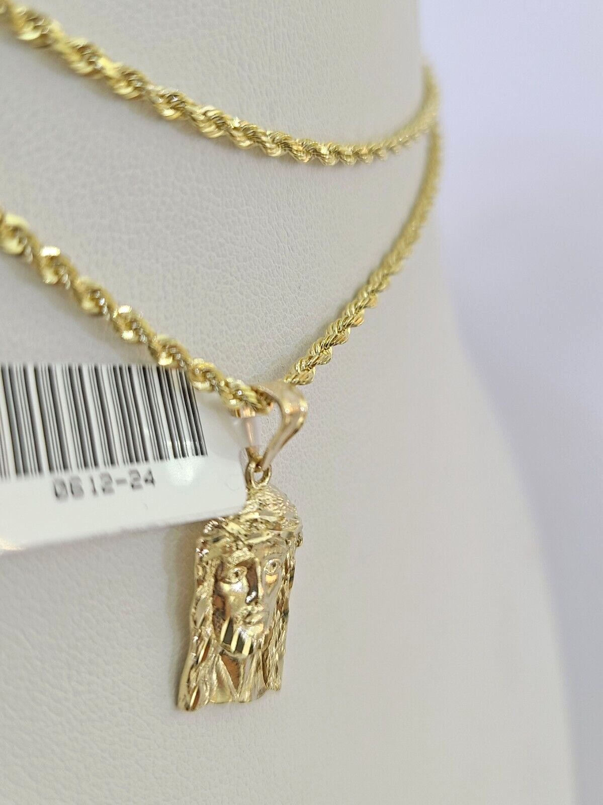 10k Solid Rope Chain 2mm Jesus Head Pendant Charm Necklace SET 18-22 in Ladies